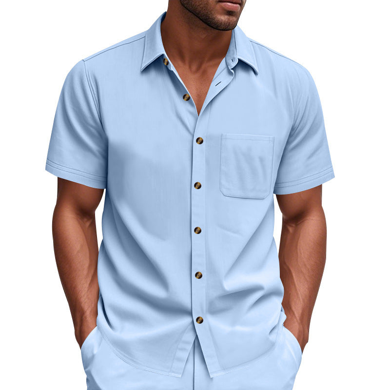 Short sleeve shirt for men with chest pocket and trendy button details Lune London