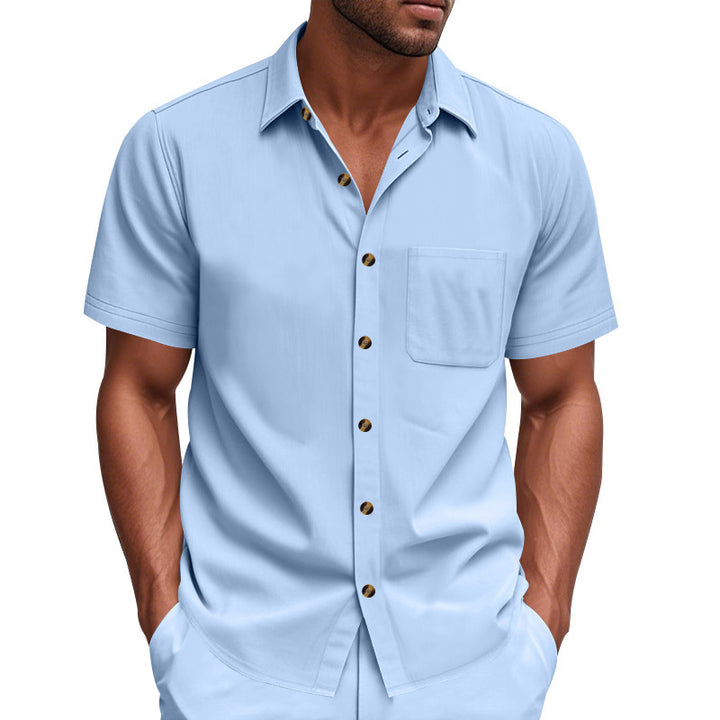 Short sleeve shirt for men with chest pocket and trendy button details Lune London