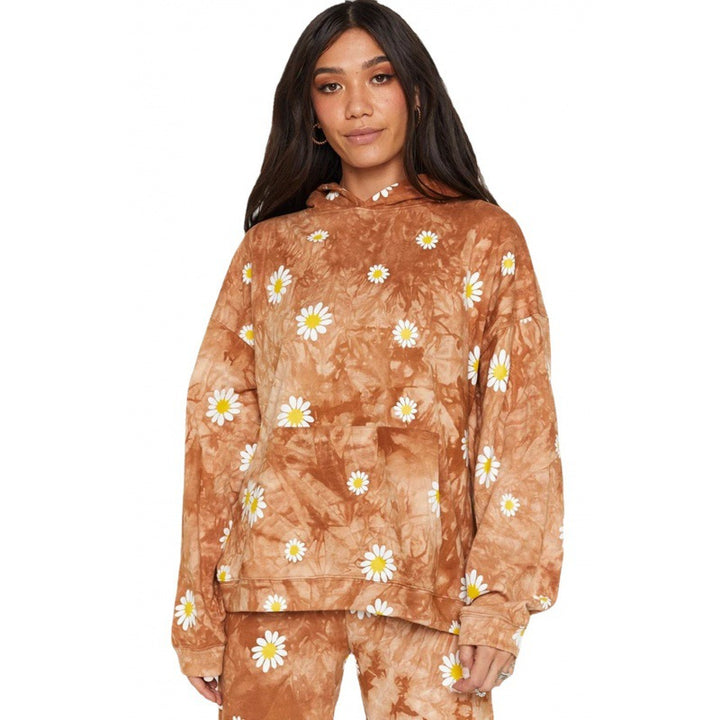 Ladies Oversized Hooded Sweater with Floral Pattern Lune London