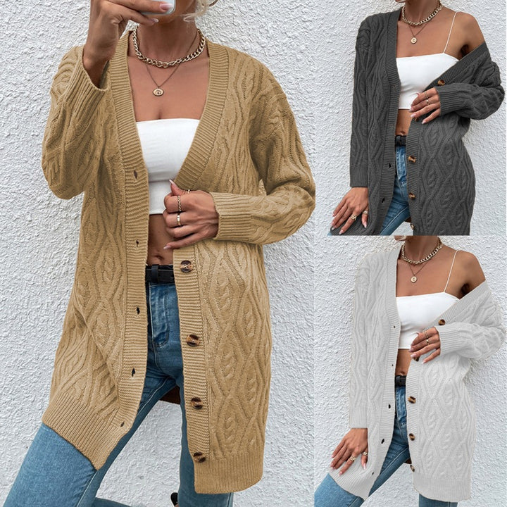 Ladies Chunky Knit Cardigan with open design and practical buttons Lune London