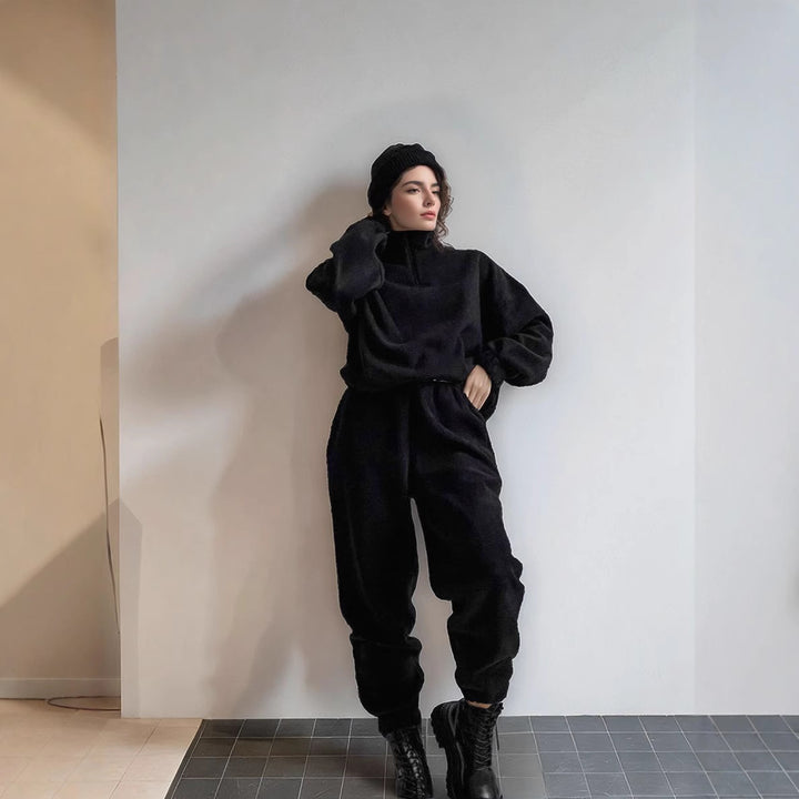 Leisure jumpsuit for women with cropped top and stretchy pants Lune London