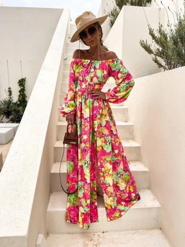 Chic and stylish floral maxi dress with off-the-shoulder for women