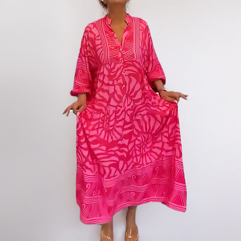 Women's long sleeve tunic dress with modern graphic pattern Lune London