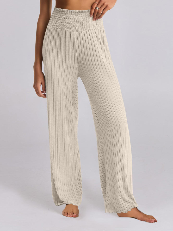Lune London Wide Ribbed Palazzo Pants for Women