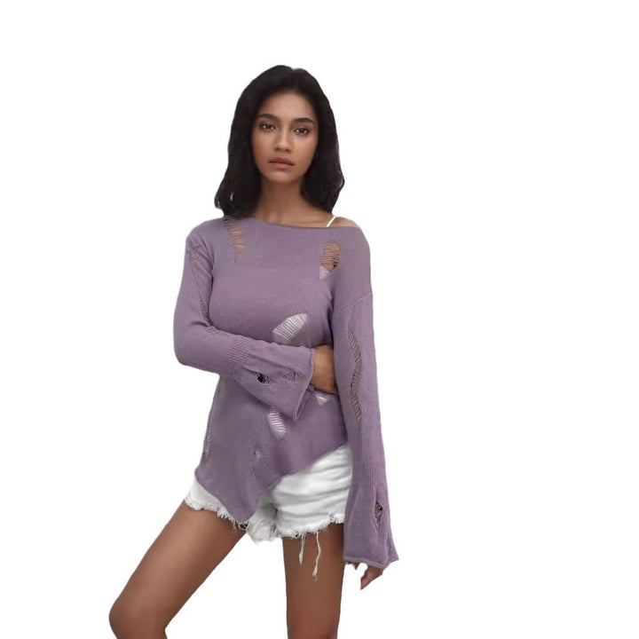 Women's knit sweater with discreet openwork pattern and relaxed fit Chic und Stil