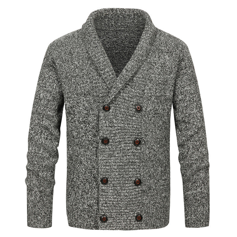 High-quality men's knitted jacket with large collar and button detail Lune London