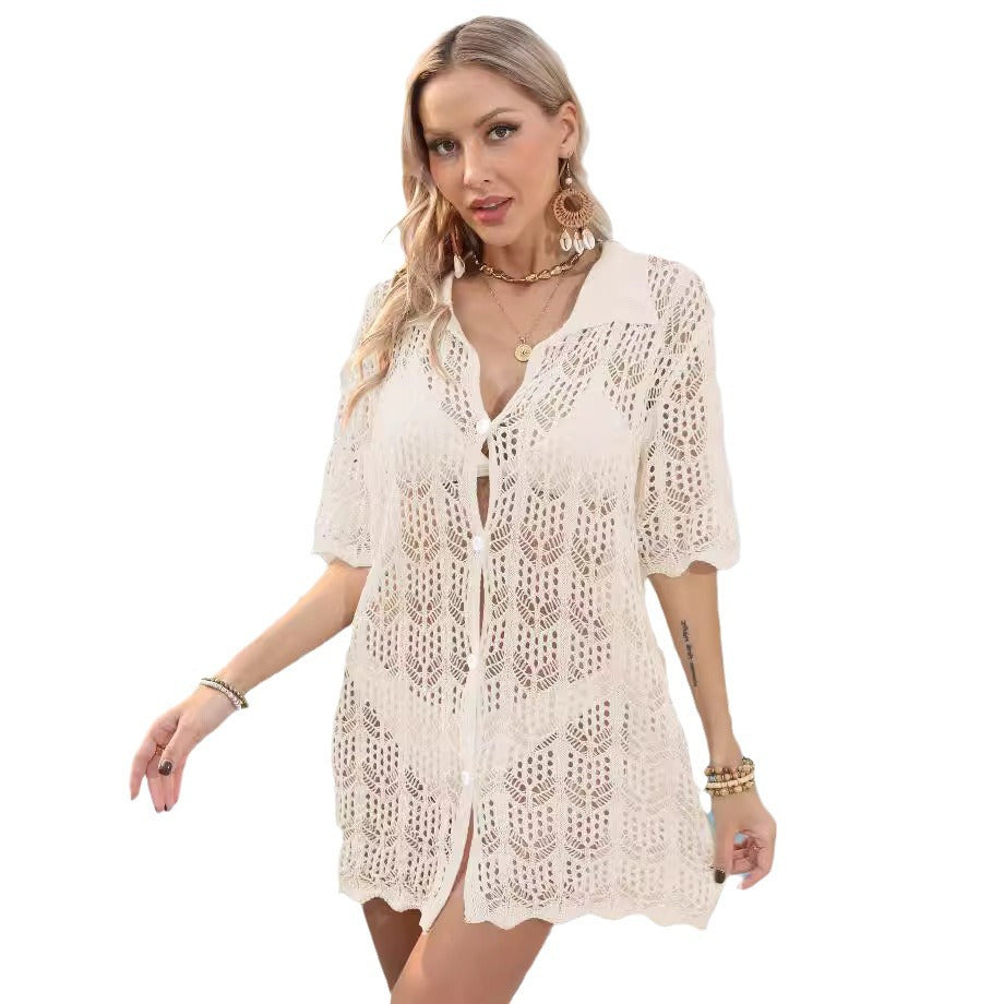 Ladies Sheer Lace Beach Kimono Lune London