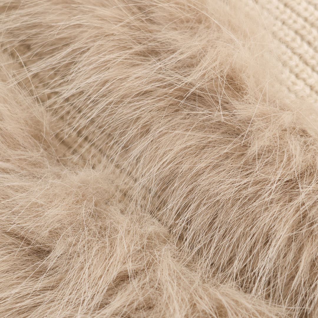 Pull en tricot pour femmes avec un mélange de laine fin et une élégante finition en fourrure Lune London