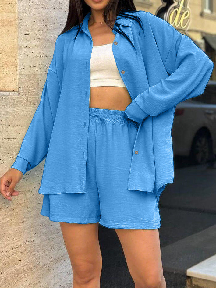 Casual overshirt set for women with elastic waist and loose shorts Lune London