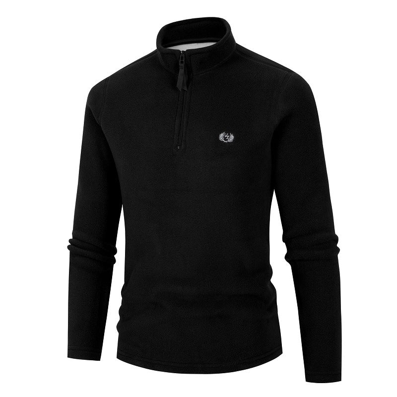 Men's fleece sweater with high collar and zip Lune London