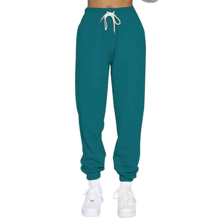 Sporty high-waisted jogger pants for women with drawstring Lune London