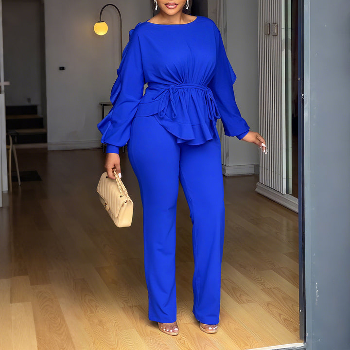 Ladies elegant jumpsuit with ruffle details and a fitted cut Lune London