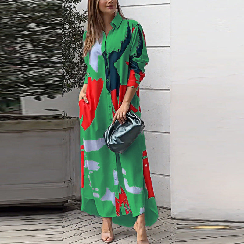 Lune London Women's Long Dress with Artistic Print