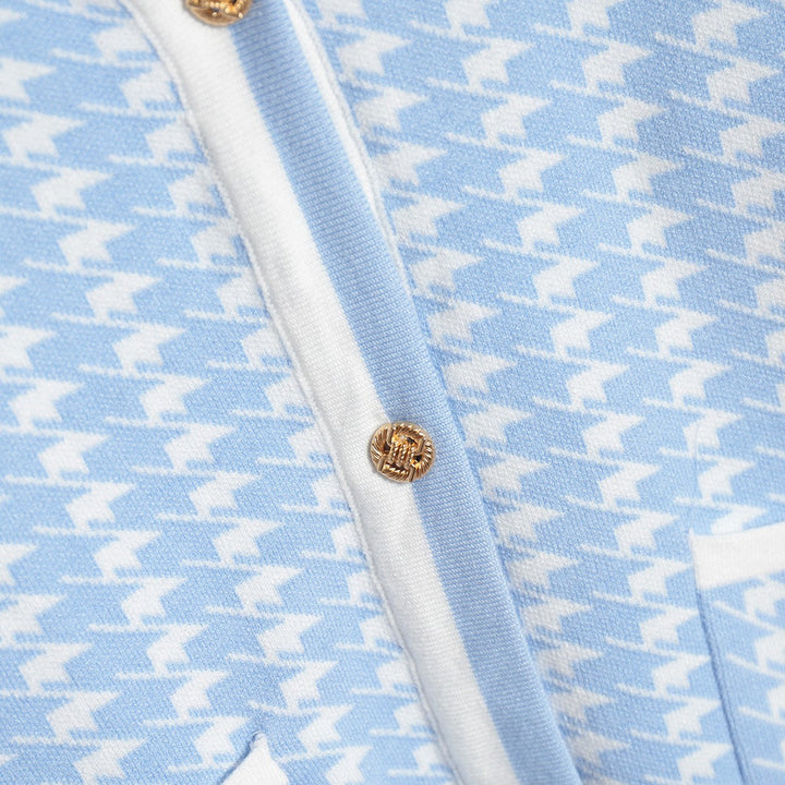 Women's knitted cardigan with a classic houndstooth pattern and button placket Lune London