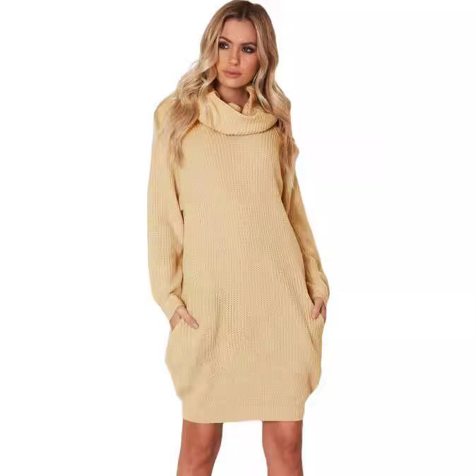 Knit dress for women with large collar Lune London