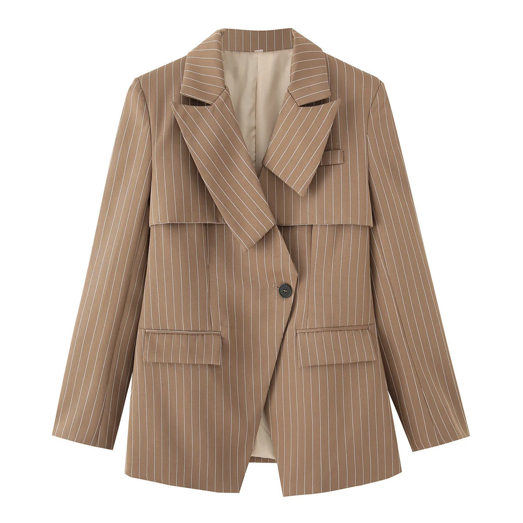 Striped blazer jacket for women with elegant collar and practical pockets Lune London
