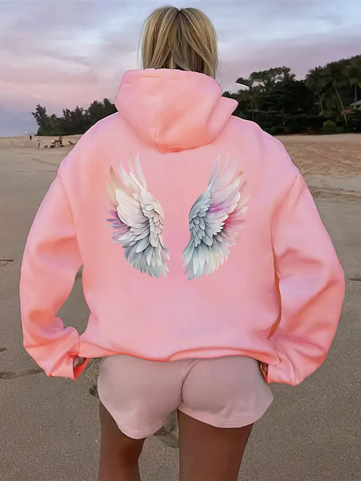 Women's hoodie sweatshirt with imaginative wing motif Chic & Stil