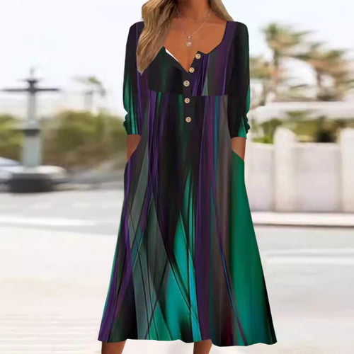 Maxi dress for women with front button detail and side pockets Lune London