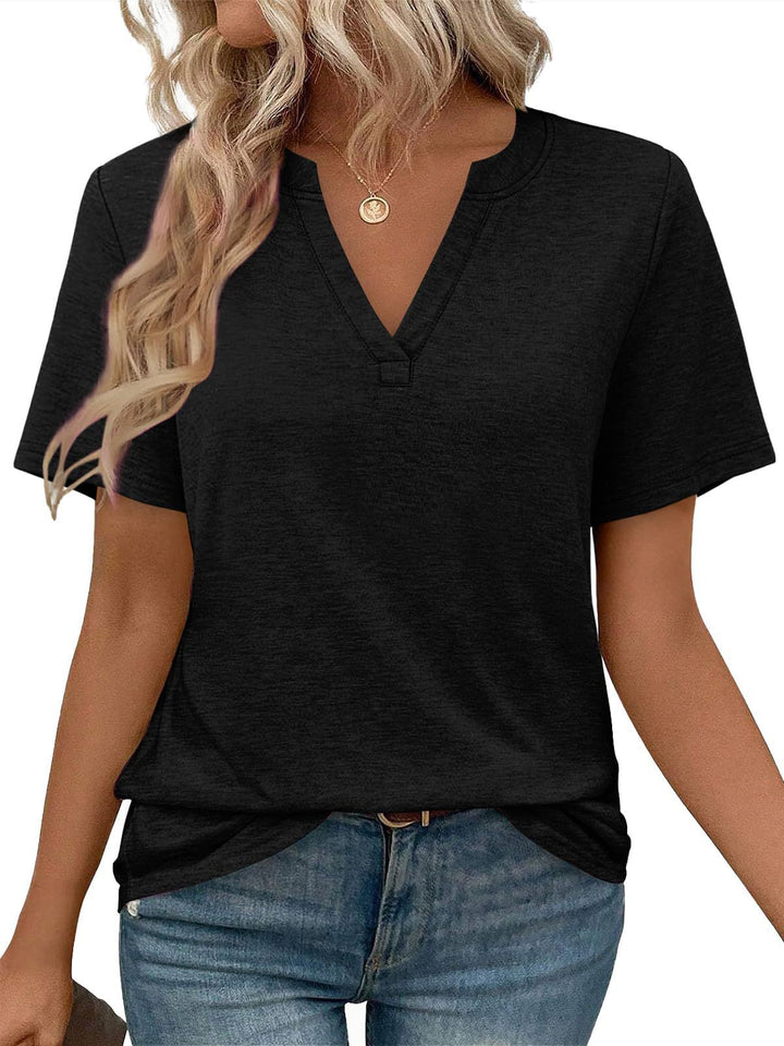 Women's short sleeve V-neck T-shirt in a pleasant cotton blend with a relaxed fit Lune London