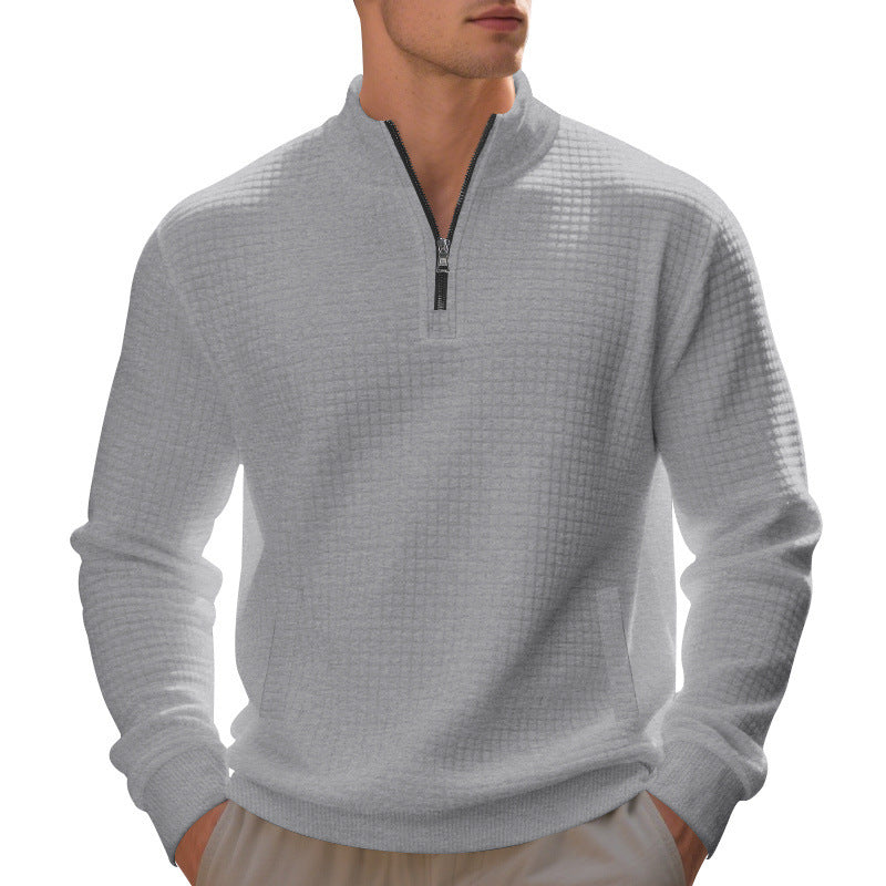 Sporty pullover for men with zipper and textured surface Lune London