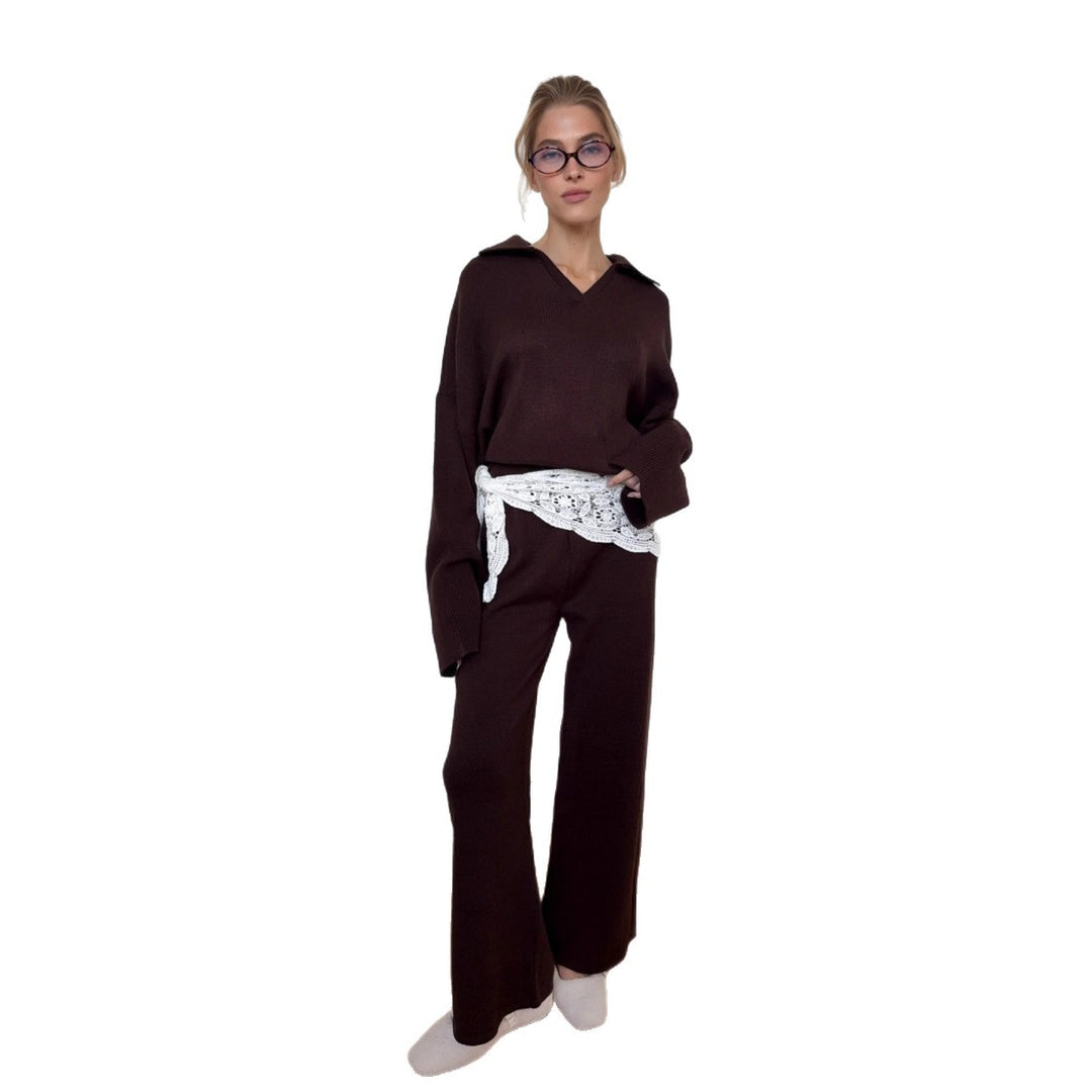 Ensemble de tricot décontracté pour femmes avec coupe ample et élégante en V