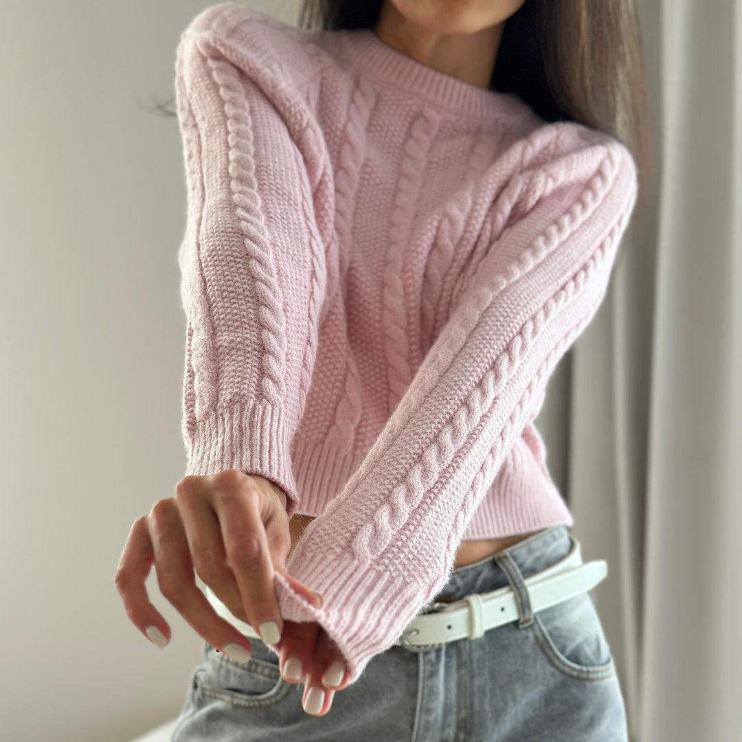 Knitted women’s sweater with twisted pattern and loose fit Lune London