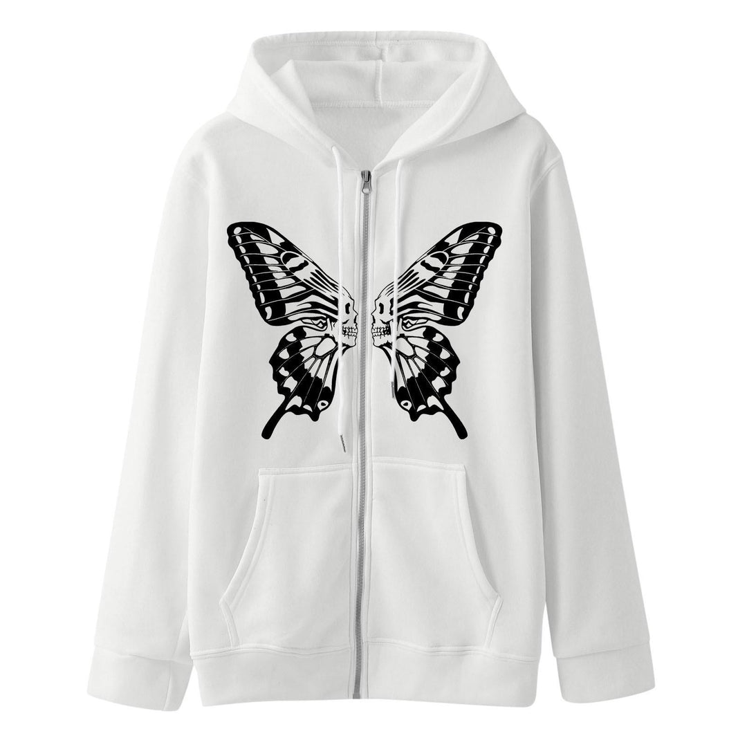 Women's hoodie sweatshirt jacket with unique butterfly print Lune London