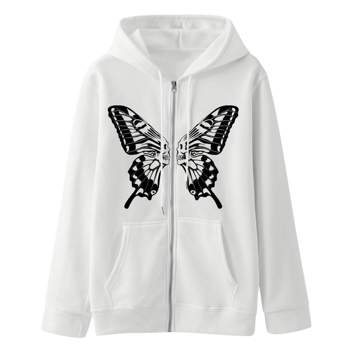 Women's hoodie sweatshirt jacket with unique butterfly print Lune London