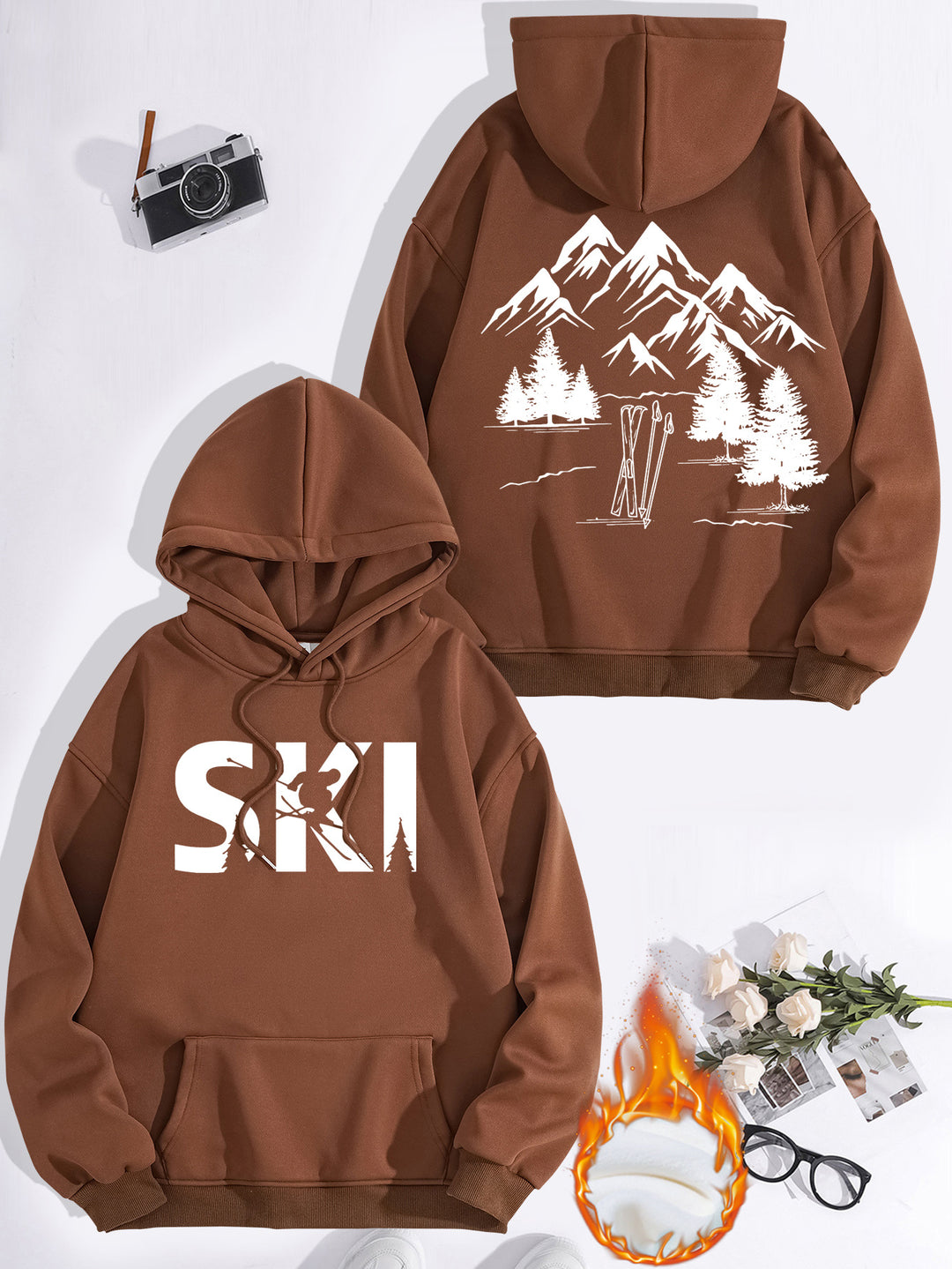 Hoodie pour femmes avec design artistique de ski et coupe confortable Chic & Stil