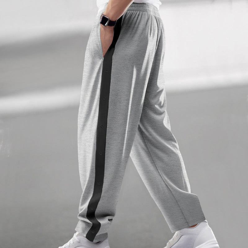 Sport leisure pants for men with chic snap buttons on the sides and style