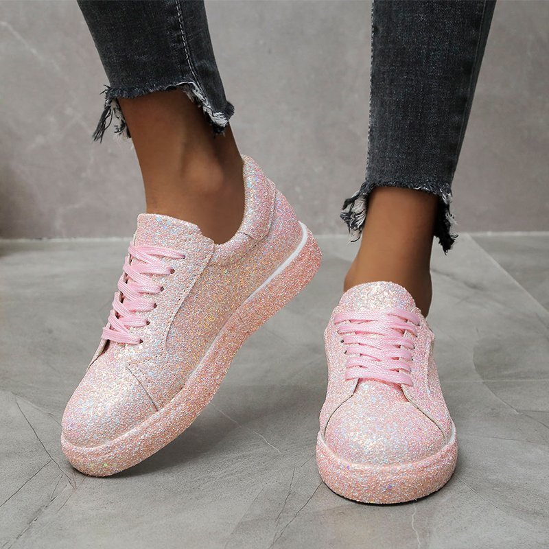 Ladies Casual Glitter Sneakers with Breathable Sole and Slip-Resistant Design Lune London