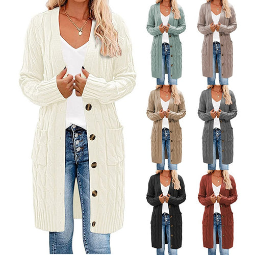 Knit jacket for women with deep V-neck and practical pockets Lune London