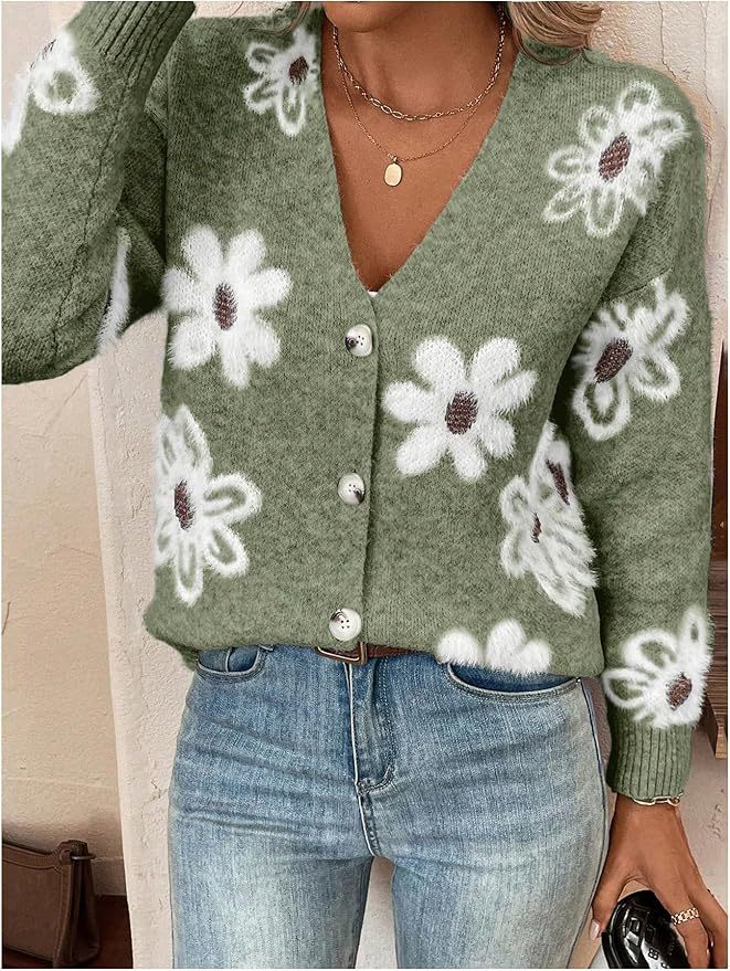 Ladies cozy cardigan with floral pattern Lune London