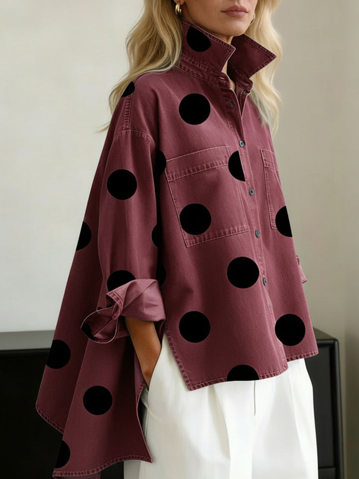 Women's Fashion Shirt Blouse with Extravagant Dots and Practical Pockets Lune London