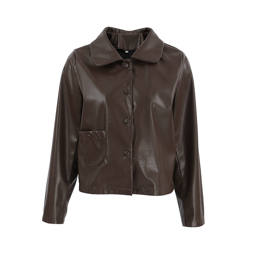 Lune London minimalist design faux leather jacket for women