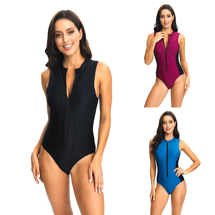 Woman One-piece swimsuit with zipper Lune London