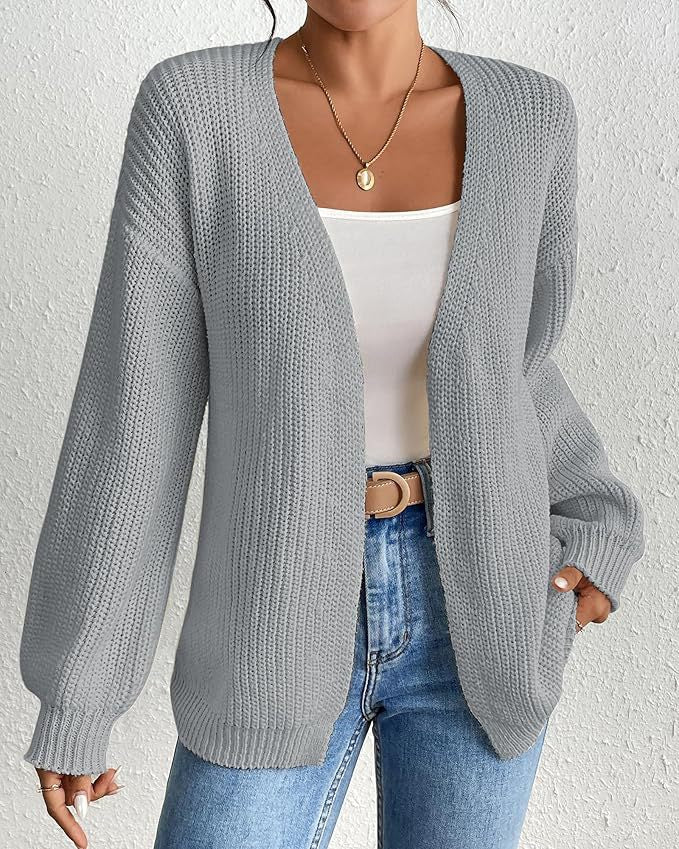 Ladies casual cardigan with oversized sleeves and a chic V-neck