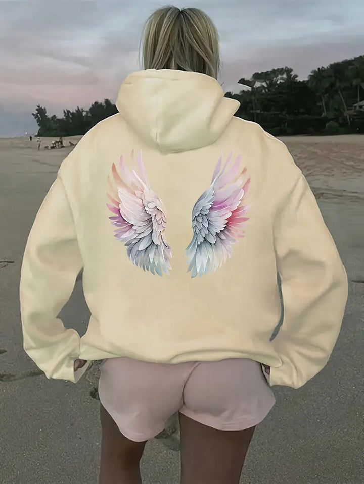Women's hoodie sweatshirt with imaginative wing motif Chic & Stil