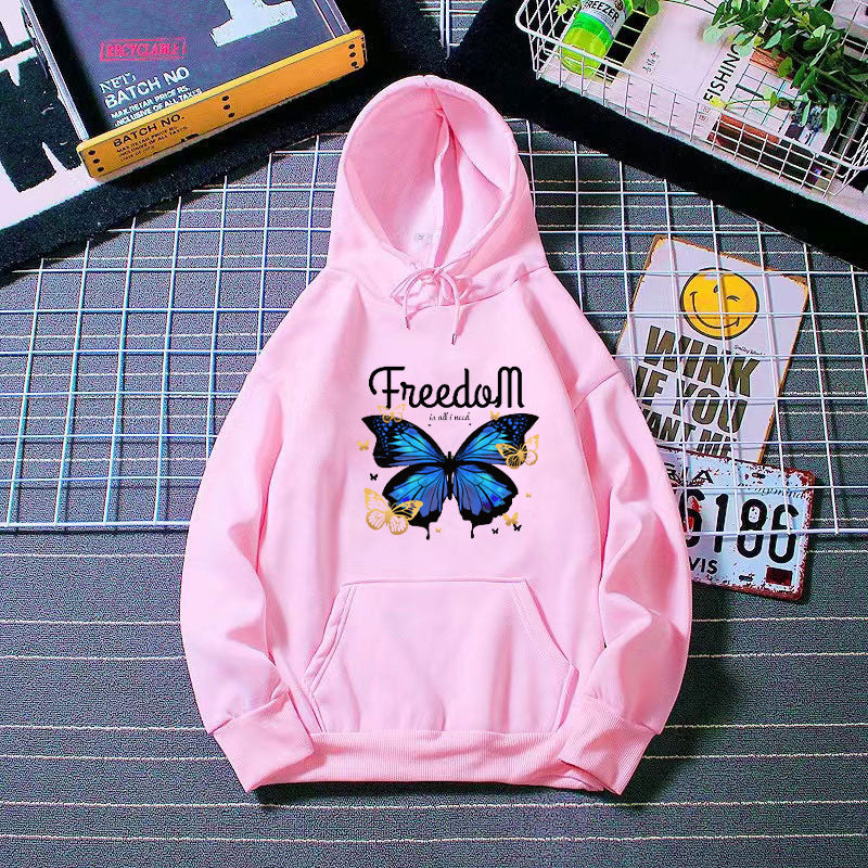 Ladies hooded sweatshirt with artistic butterfly design Chic & Stil