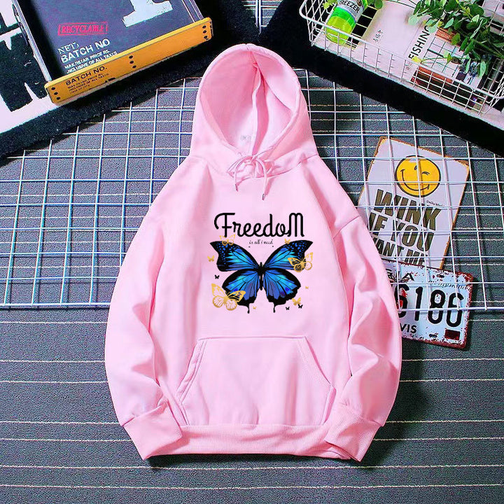 Ladies hooded sweatshirt with artistic butterfly design Chic & Stil