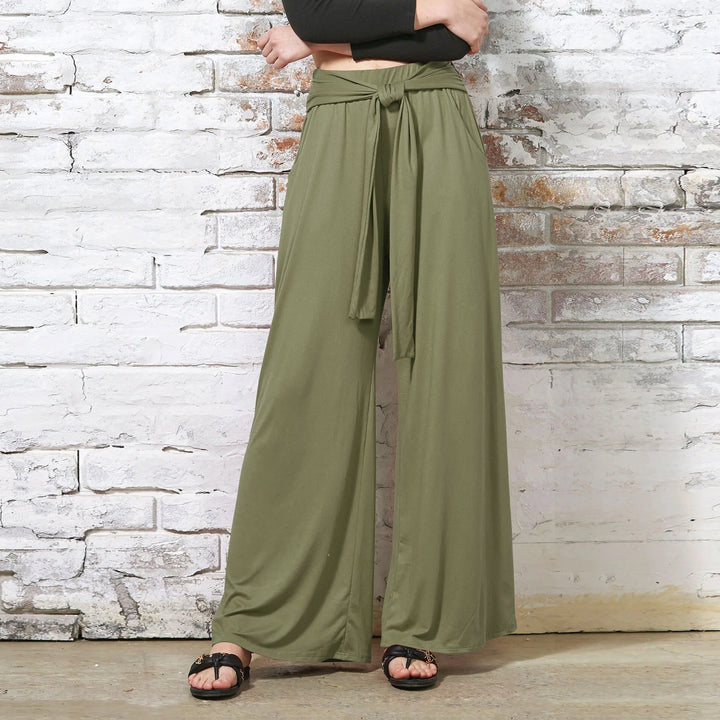 Women Comfortable and Stylish Wide Leg Pants with Waist Belt Lune London