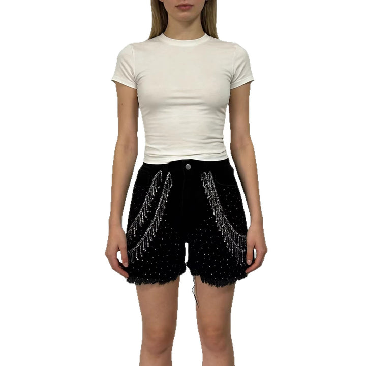 Women's Designer Denim Shorts with Trendy Chain Decorations Lune London