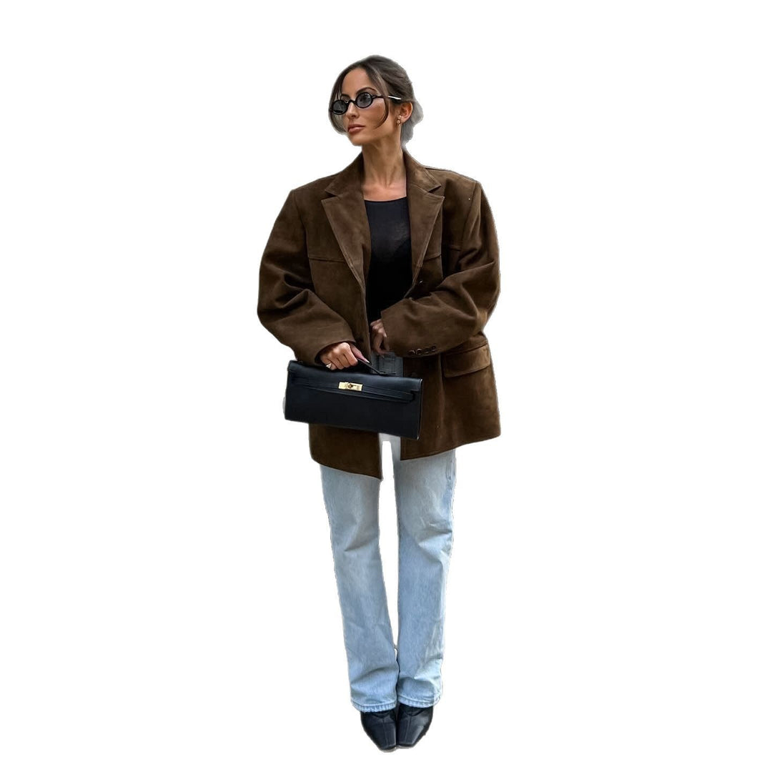 Modern suede blazer for ladies Lune London