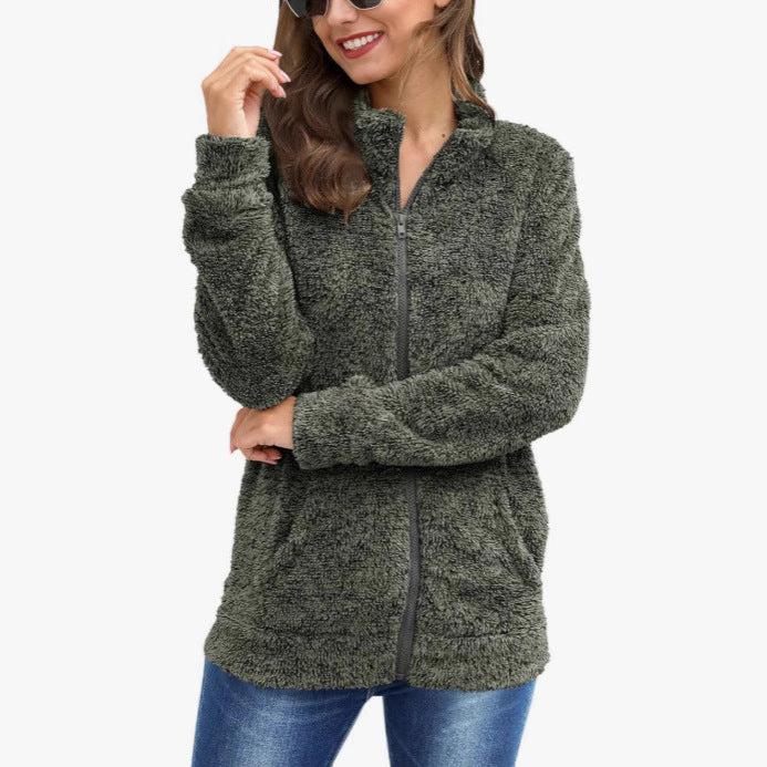 Ladies Plush Jacket with Full Zip and Soft Fleece Fabric Lune London