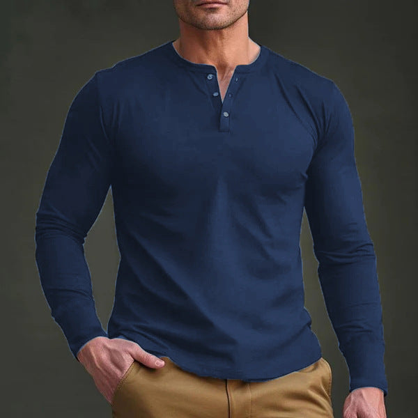 Men's Chic and Stylish Long Sleeve Henley T-shirt