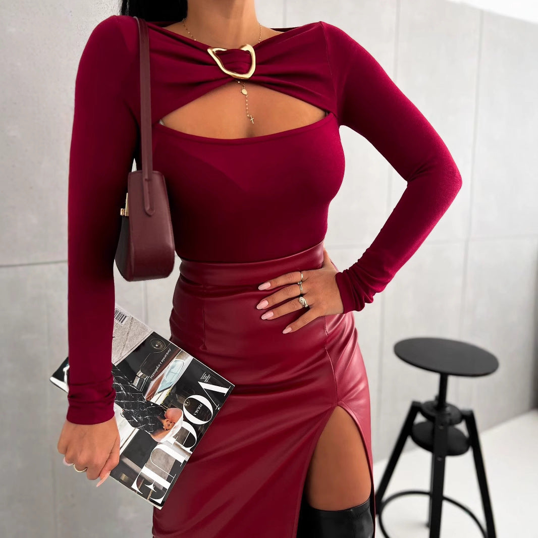 Long sleeve blouse for women with cut-out details Lune London