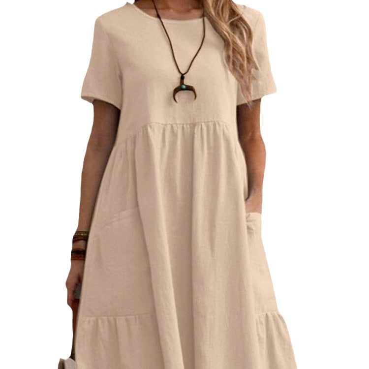 Casual cotton dress for women with pockets and ruffle Chic and Style