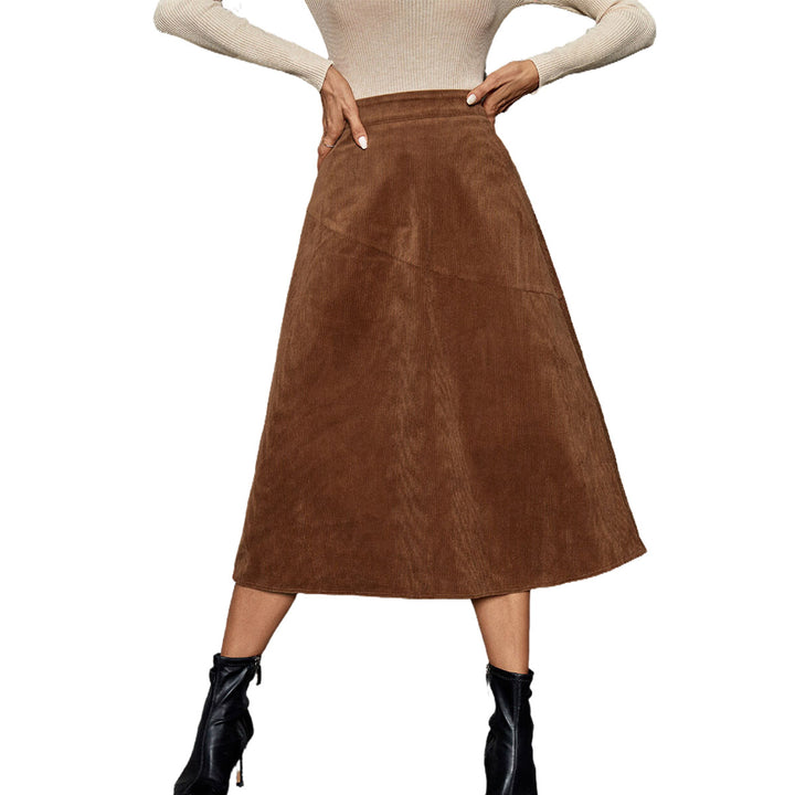 Lune London Soft corduroy midi skirt for women with high waist