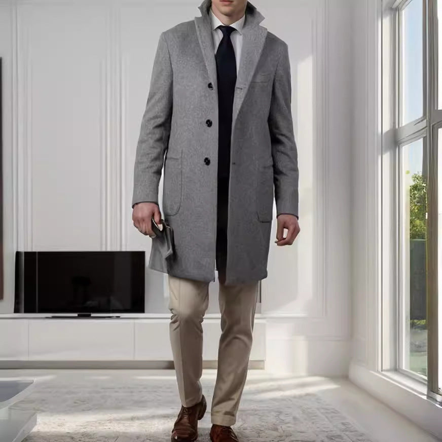 Elegant long coat for men in high-quality wool Lune London