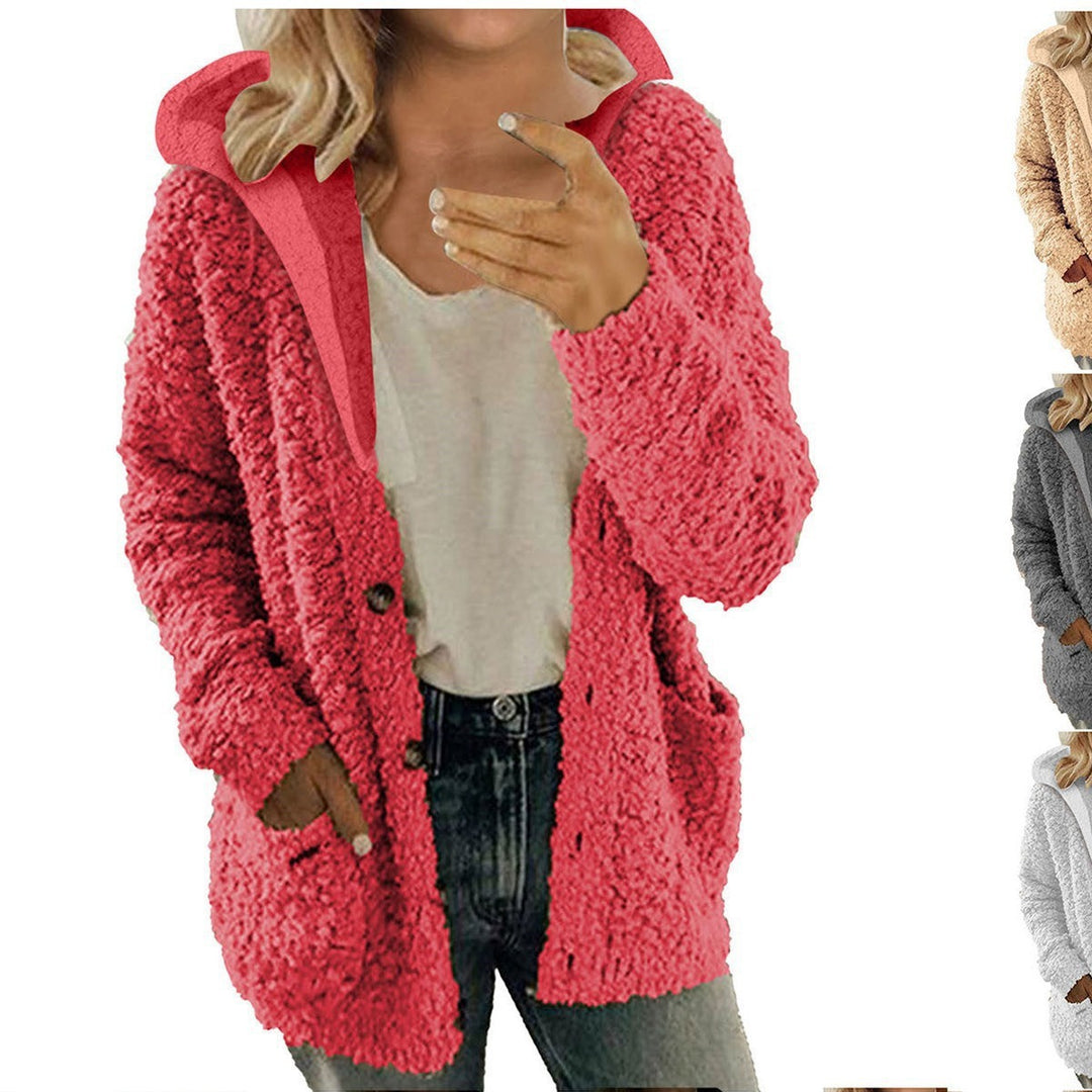 Ladies cozy fleece jacket with hood and practical pockets Lune London
